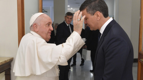 Papež Frančišek je danes dopoldne že sprejel paragvajskega predsednika (photo: Vatican News)