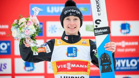 Ljubno ob Savinji. Svetovni pokal v smučarskih skokih, ženske. Slovenska smučarska skakalka Nika Prevc. (photo: Jure Makovec/STA)