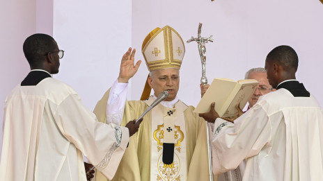 Papež Leon XIV. med mašo v Angoli (photo: Vatican Media)
