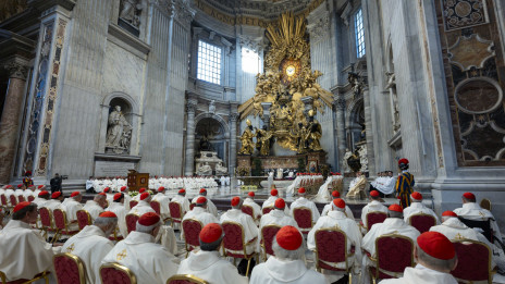 Papež Leon in kardinali med sveto mašo (photo: Vatican Media)