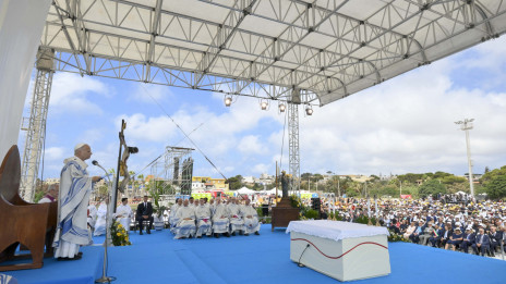 Papež Leon XIV. na Lampedusi (photo: Vatican Media)