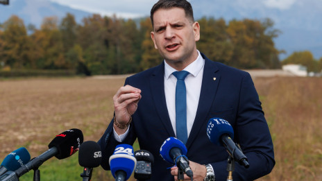 Predsednik DZ in predsednik stranke Resnica Zoran Stevanović je dal izjavo za medije o aktualnih tematikah. (photo: Tine Eržen/STA)
