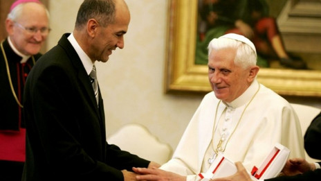 Janez Janša in papež Benedikt XVI. (photo: STA / Danijel Novakovič)
