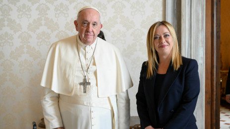 Papež Frančišek in italijanska predsednica Giorgia Meloni (photo: Vatican Media)