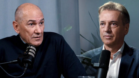 Janez Janša in Robert Golob (photo: AIDEA podkast)