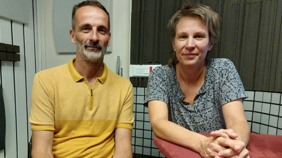 Gregor in Maja v studiu Radia Ognjišče ob predstavitvi projekta Vzdolž poti (photo: NL)