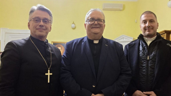 Evangeličanski škof Leon Novak, koprski škof Peter Štumpf, evangeličanski duhovnik v Izoli  Dušan Barišić (photo: Škofija Koper)