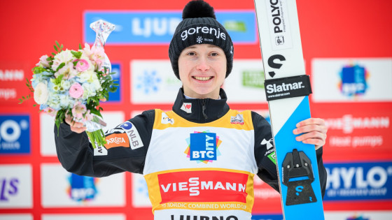 Ljubno ob Savinji. Svetovni pokal v smučarskih skokih, ženske. Slovenska smučarska skakalka Nika Prevc. (photo: Jure Makovec/STA)