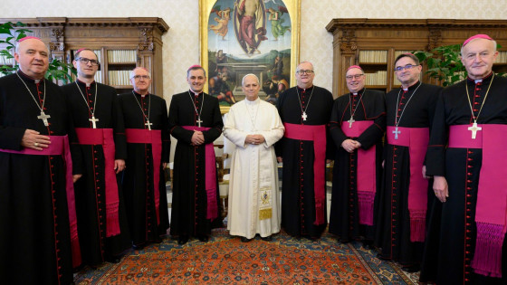 Slovenski škofje s papežem Leonom XIV. (photo: Vatican Media)