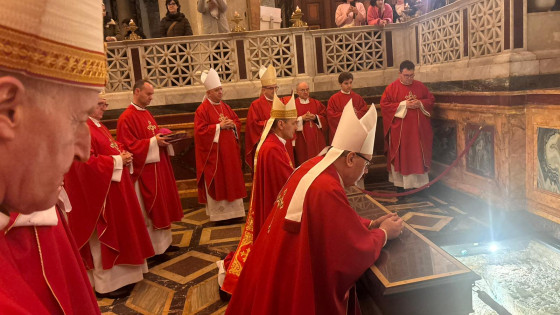 Škofje molijo na grobu apostola Pavla (photo: Primož Lorbek)