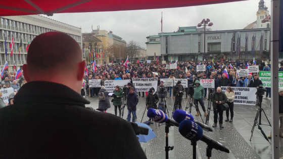 Pogled na protestnike z govorniškega odra (photo: Robert Božič)
