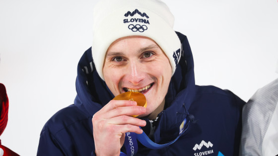 Olimpijski prvak na veliki skakalnici Domen Prevc. (photo: Matej Druznik/STA)