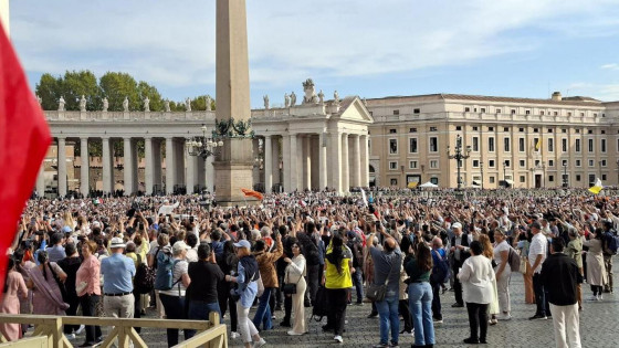 Predstavniki pobude Vseposvojitev so se dopoldne udeležili papeževe splošne avdience (photo: Romana Bider)