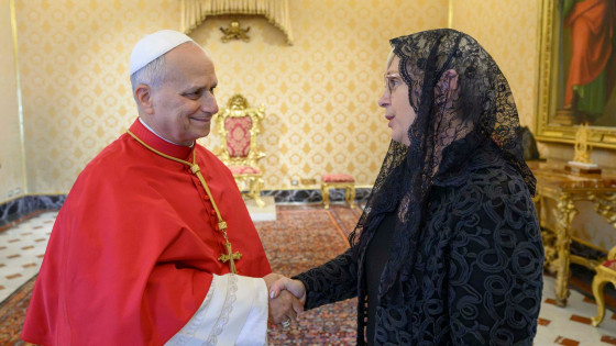 Predsednica Slovenije Nataša Pirc Musar s papežem Leonom XIV. (photo: Simone Risoluti)