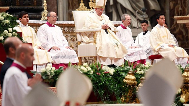 Papež med včerajšnjo sveto mašo (foto: Radio Vatikan)