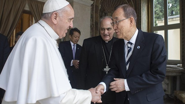 Ban Ki Moon na obisku pri papežu Frančišku (foto: Radio Vatikan)