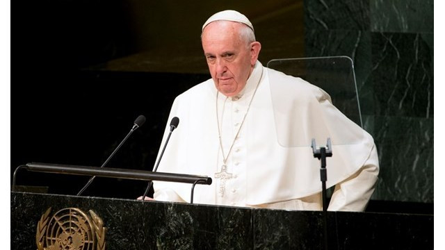 Papež Frančišek v nagovoru Generalni skupščini Združenih narodov (foto: Vatican Radio/AP)