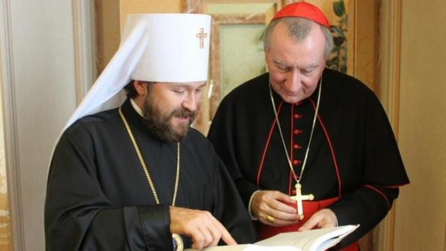 Kardinal Peitro Parolin in metropolit Hilarion (foto: Radio Vatikan)