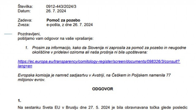 Odgovor MKGP glede vložitve zaprosila za pomoč za pozebo (foto: ARO)