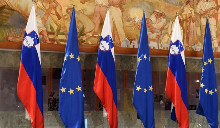 Slovenska in evropska zastava (foto: ARO)
