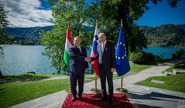 Predsednik vlade Janez Janša se je na Bledu srečal z madžarskim predsednikom vlade Viktorjem Orbánom (foto: )