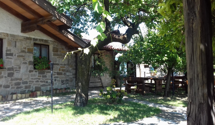 Dvorišče gostišča Pri Marjotu, pristnega briškega gostišča v Goriških Brdih  (foto: Nataša Ličen )