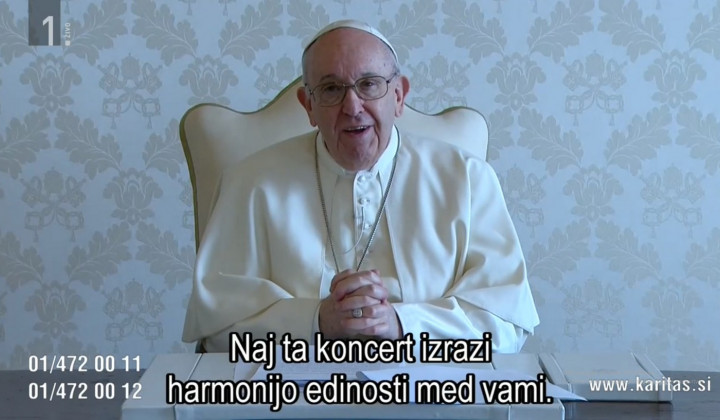 Papež Frančišek nagovoril na Klicu dobrote (foto: Posnetek zaslona RTV)