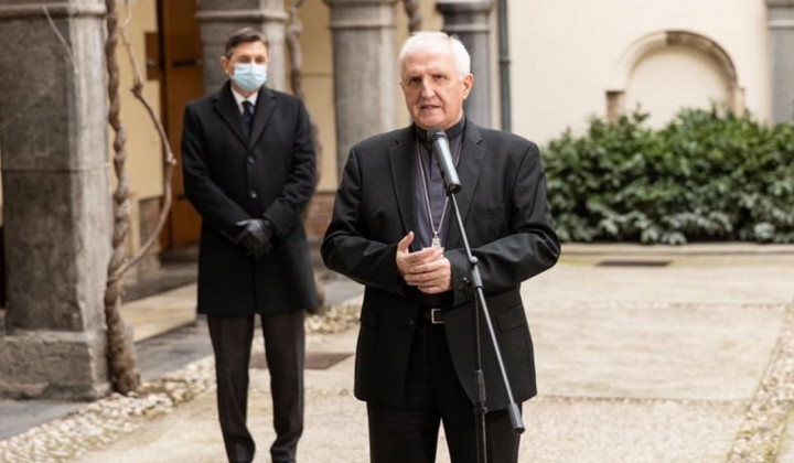 Nadškof Zore in predsednik Pahor (foto: Matjaž Klemenc/UPR )
