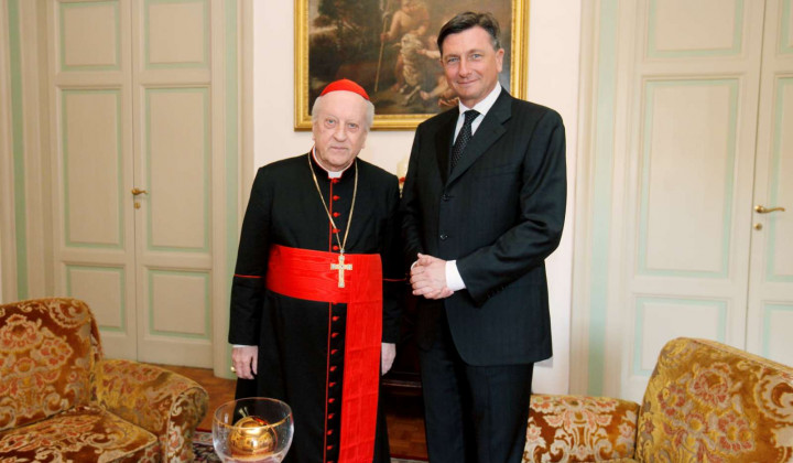 Kardinal Franc Rode in predsednik Borut Pahor (foto: STA)