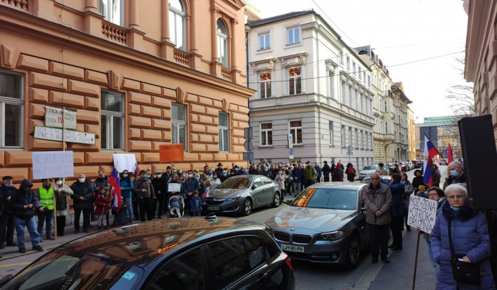 Udeleženci shoda pred Ustavnim sodiščem (foto: Aleš Primc)