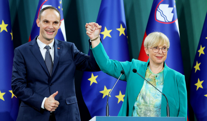 Predsedniška kandidata Anže Logar in Nataša Pirc Musar (foto: Daniel Novakovic/STA)