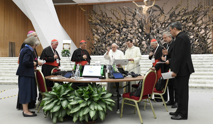 Zbrani v molitvi na sinodi (foto: Vatican News)