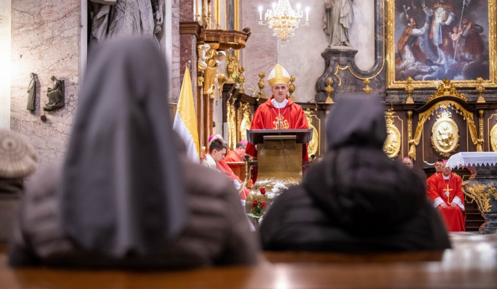 Škof Andrej Saje v ljubljanski stolnici (foto: Rok Mihevc/SŠK)