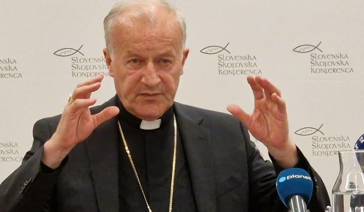 Škof Anton Jamnik na tiskovni konferenci (foto: Boštjan Debevec)