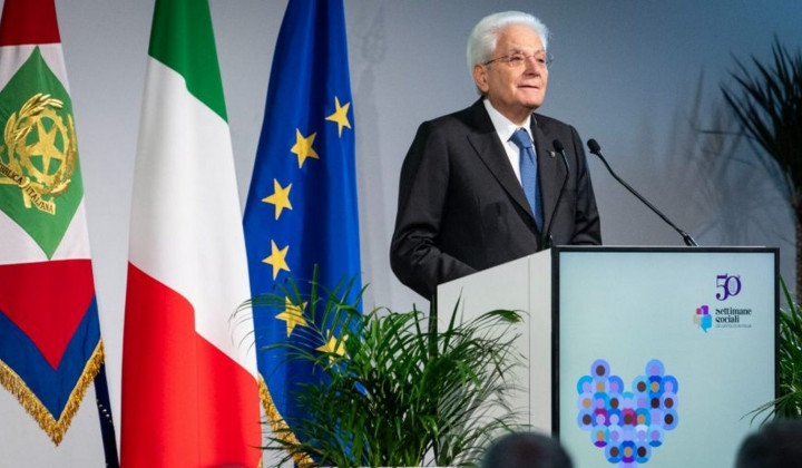 Govor italijanskega predsednika Sregia Mattarelle (foto: Uradna spletna stran 50. socialnega tedna v Italiji)