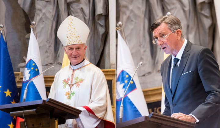 Jamnik o krščanskih vrednotah v demokraciji, Pahor z močnim pozivom vladi (foto: STA/Boštjan Podlogar)