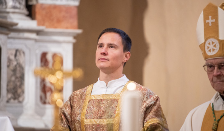 Br. Ambrož Brezovšek je bil posvečen v diakona (foto: Rok Mihevc)