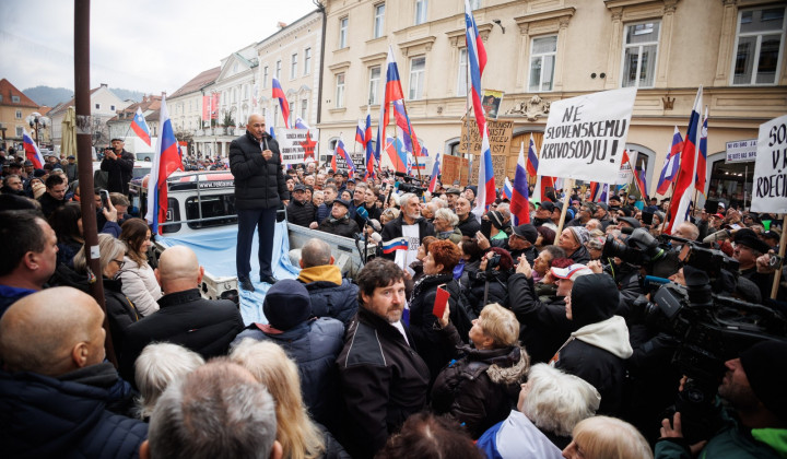 Protest pred celjskim sodiščem (foto: STA)