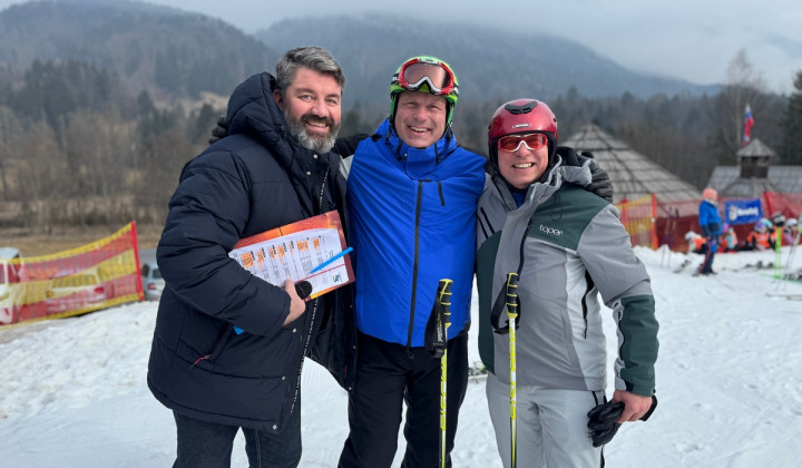 Luka Zidanšek, Tone Česen in komentator tekme Jure Sešek (foto: Rok Mihevc)