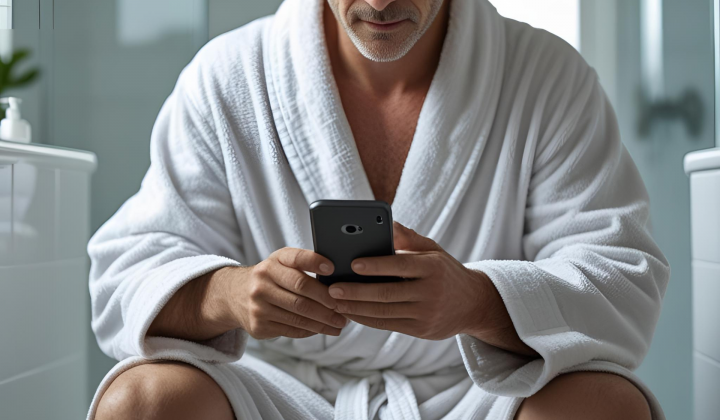 Kar 70 % ljudi gre na WC s telefonom Kar 70 % ljudi gre na WC s telefonom (foto: Canva AI)