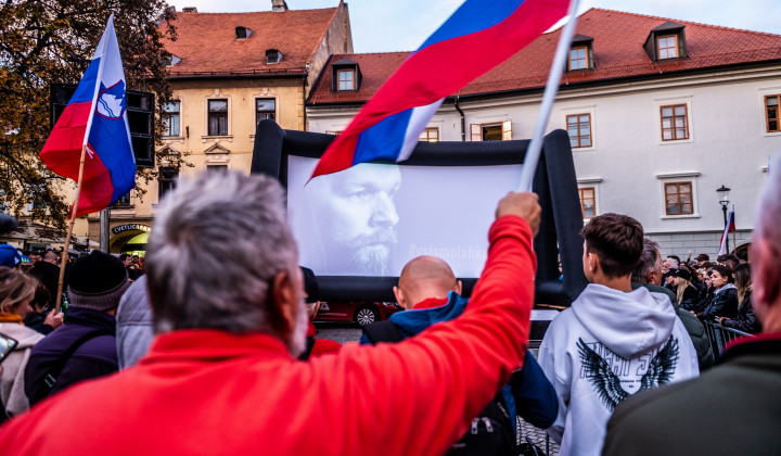 Protestni shod na Glavnem trgu v Novem mestu (foto: Rok Mihevc)