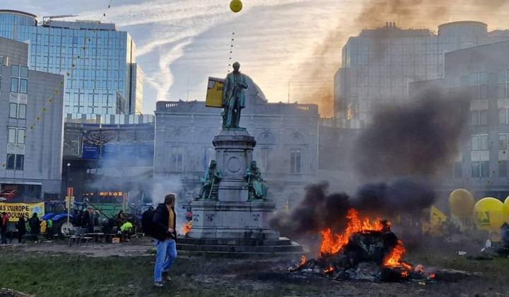 Protesti kmetov v Bruslju, februarja 2024 (foto: https://x.com/Franc_Bogovic)