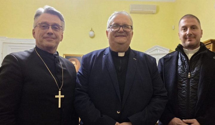 Evangeličanski škof Leon Novak, koprski škof Peter Štumpf, evangeličanski duhovnik v Izoli  Dušan Barišić (foto: Škofija Koper)