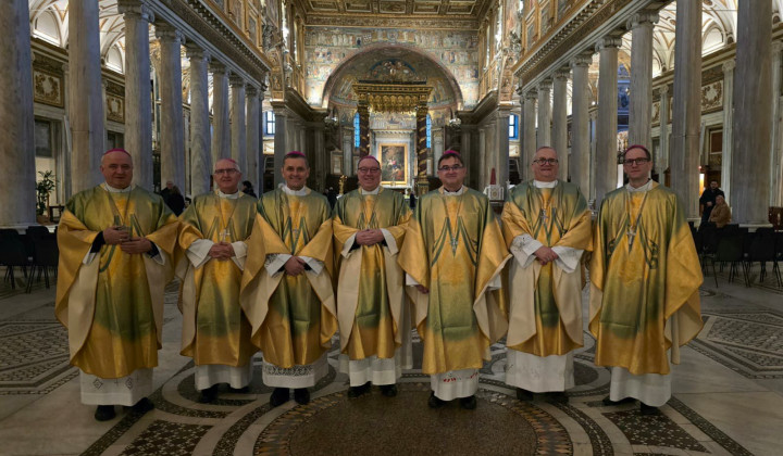 Škofje v baziliki Marije Velike (foto: Primož Lorbek)