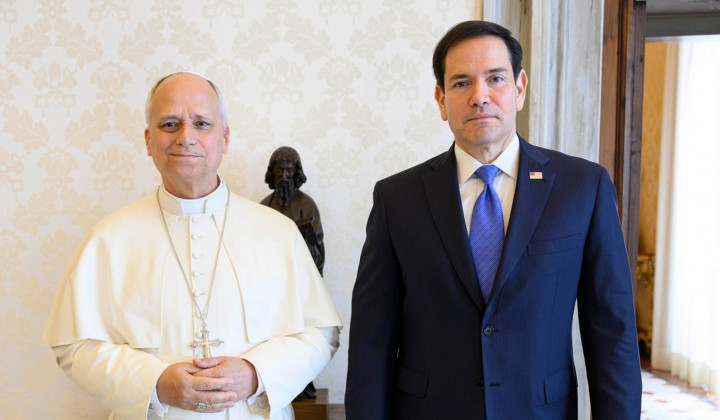 Leon XIV. in Marco Rubio (foto: Vatican Media)