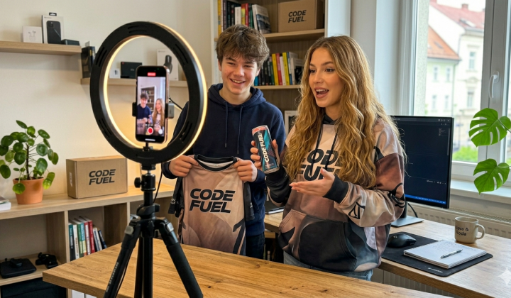 Snemanje posnetka za socialna omrežja (foto: Gemini AI)