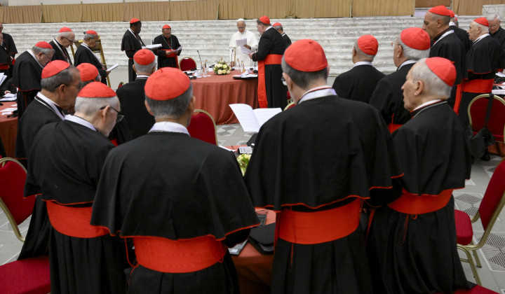 Papež Leon XIV. in zbor kardinalov (foto: Vatican Media)