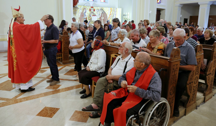 Škof Andrej Saje je bolnim in ostarelim podelil zakrament bolniškega maziljenja (foto: Jože Potrpin)