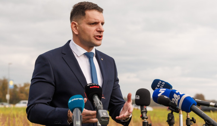 Predsednik DZ in predsednik stranke Resnica Zoran Stevanović je dal izjavo za medije o aktualnih tematikah. (foto: Tine Eržen/STA)