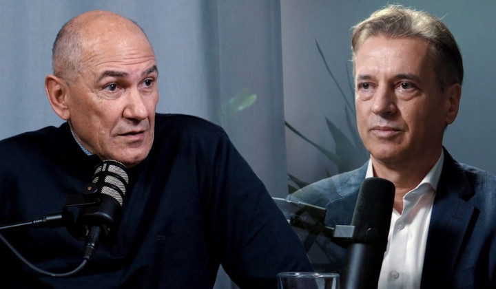 Janez Janša in Robert Golob (foto: AIDEA podkast)